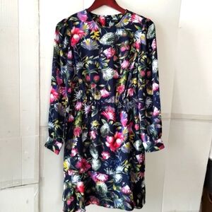 J. Crew Floral Long Sleeve Dress SZ 4 Soft Comfy Flowy Chic Colorful Party